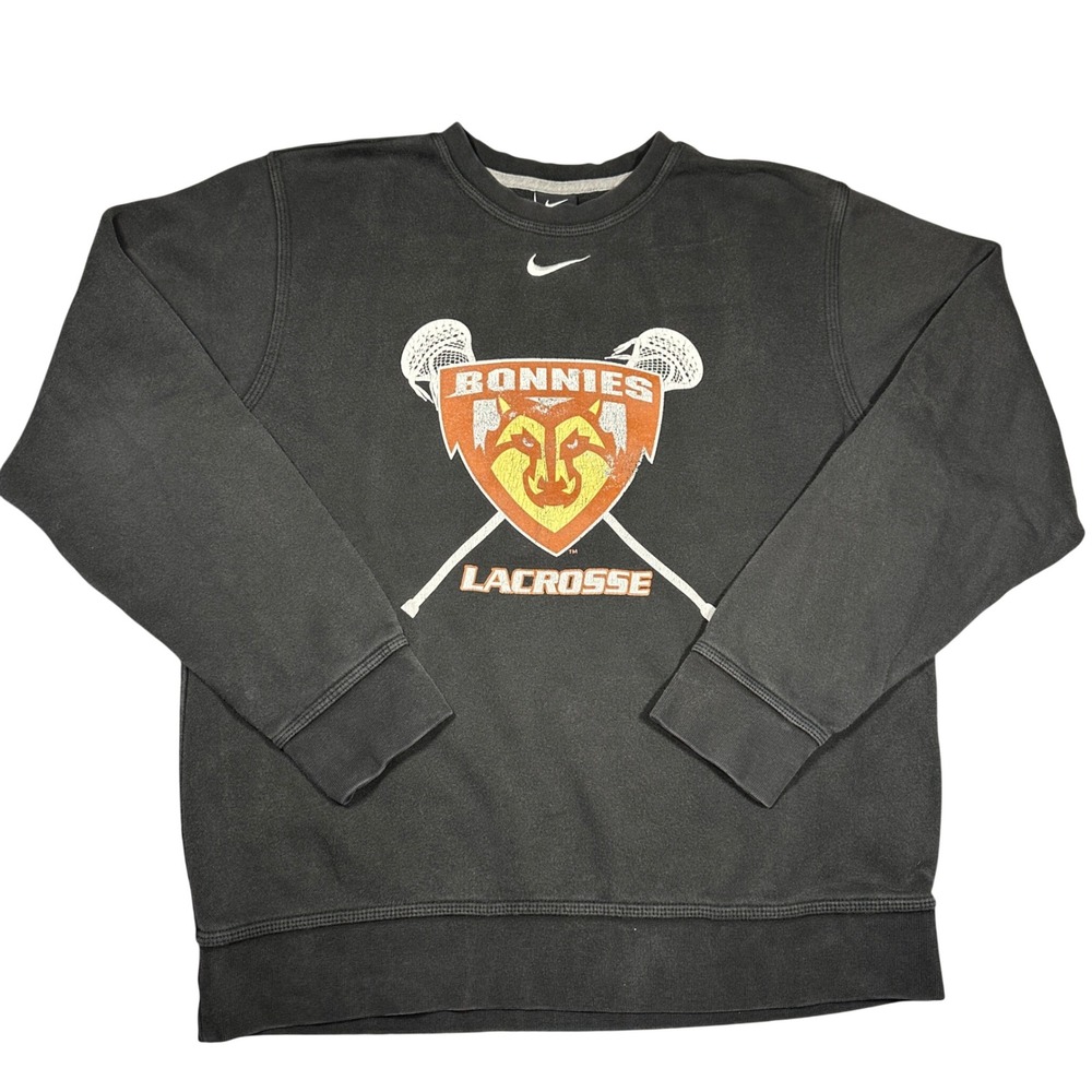 Nike St Bonaventure Bonnies Lacrosse Sweatshirt Mens Medium Black Crewneck